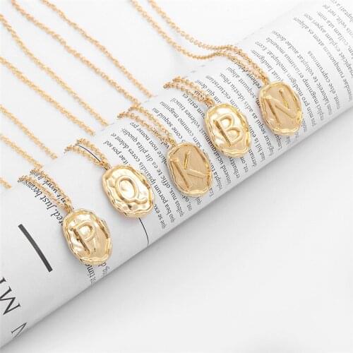 Fasshion Boho Women Long Chain Letter Gold charm Pendant chain necklace Choker Necklace Jewelry Gift K18