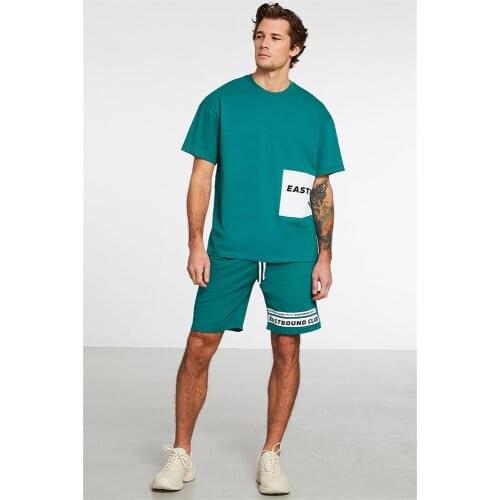 Mens Tracksuits Sports Mens Clothing 2 Piece Set Sports Suit Cotton, Embroidery Detailed, Basic, Comfort Fit, Bicycle Collar, Short T-shirt, Tracksuit Set Tracksuit Mens Casual Sports Suit Breathable Colors