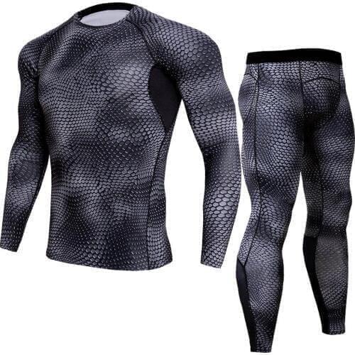 2020 Mens Thermal underwear 3D Snake Skin Compression Fleece thermal underwear for men winter base layer sport shirt leggings