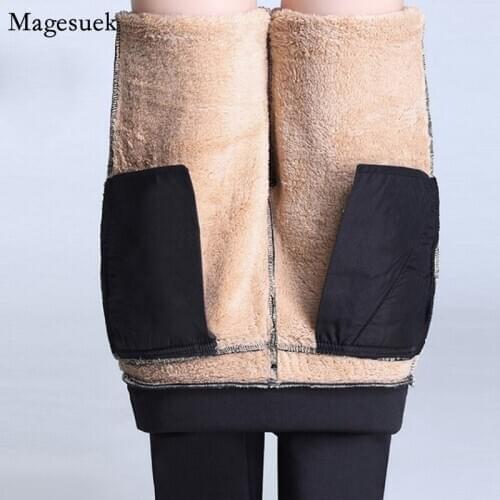 Autumn Winter Velvet High Waist Pants Women Trousers Casual Straight Woman Pants Thicken Solid Slim Women Pants Pantalones 11532