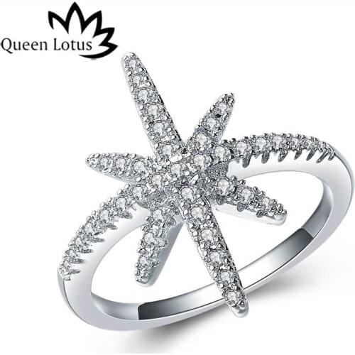 Queen Lotus European and American Women Fashion Jewelry Stars Newest Style M Word Star Zircon Women Silver Color Rings Wholesale