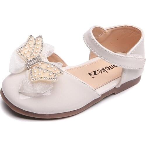 Girls Sandals 2021 Summer Spring Girls Shoes Single Shoes Children Pearl Lace Bow Princess Shoes