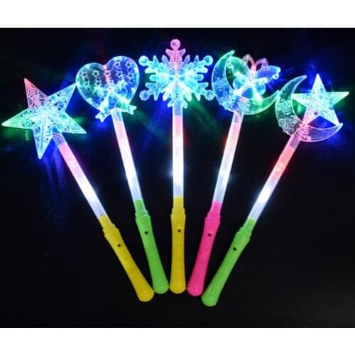 Flashing Lights up Glow Sticks Party Xmas Star Snowflake Flashing Sticks P31B