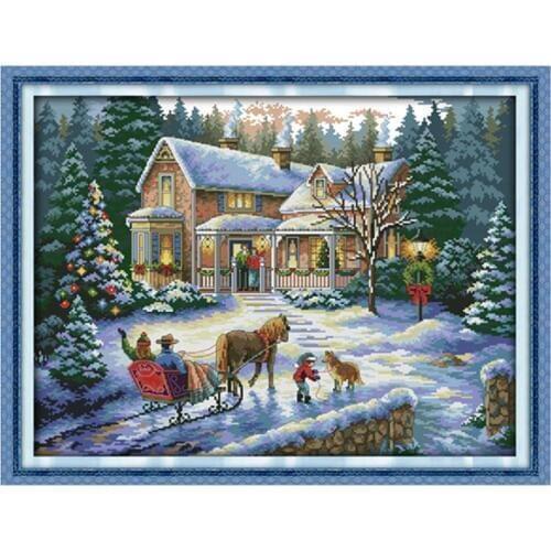 Everlasting Love Return From Chinese Cross Stitch Kits Ecological Cotton Stamped 11 14CT DIY Gift New Year Decorations For Home