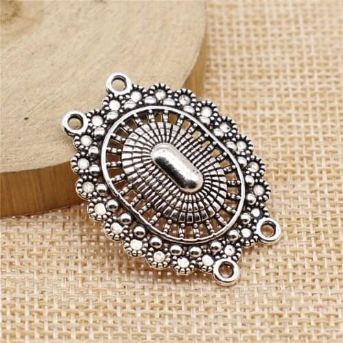 WYSIWYG 3pcs Body Chain Flower Porous Connectors Charms Jewelry Finding Antique Silver Color 28x36mm DIY Necklace Accessoreis