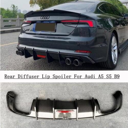 For Audi A5 S5 B9 2017-2020 Real Carbon Fiber Rear Diffuser Lip Spoiler Bumper Splitters High Quality Auto Accessories