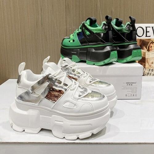 2020 Hugely Popular Platform Sneakers Women Chunky Sneakers Luxury Brand Neon Casual White Shoes Women Leather Flat Shoes Women