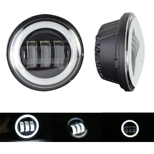 1 Pair 4.5 inch LED Fog Lights Auxilairy Lamp Lights with Halo Angel Eyes Passing Lamps DRL Bulb Driving Light