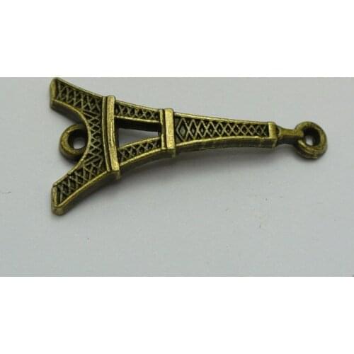 20 Bronze Tone Alloy Eiffel Tower Pendants Connector Charms 35X10mm