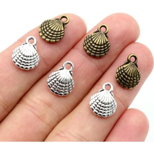 20pcs Charms double sided shell 13x10mm Antique Making pendant fit,Vintage Tibetan Silver Plated Bronze,DIY bracelet necklace