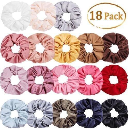 60pc/lot Satin/Velvet Hair Scrunchies Women Elastic Hair Bands Girls Headwear Bright Color Silk Ponytail Women Hair Accessories