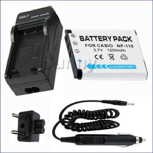 Battery + Charger for Casio NP-110, NP110 and Exilim EX-ZR10,EX-ZR15,EX-ZR20,EX-FC200S,EX-Z2000,EX-Z2300,EX-Z3000 Digital Camera