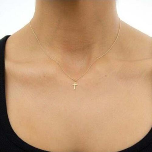 Simple Gold Silver Color Cross Necklace&Pendant Women Fashion Jewelry Minimalist Tiny Chain Choker Necklaces Female Accessories