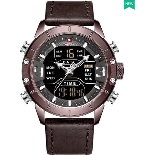 Men Watch NAVIFORCE Luxury Brand Leather Waterproof Quartz Mens Watches Military Analog Digital Watches Men Relogio Masculino