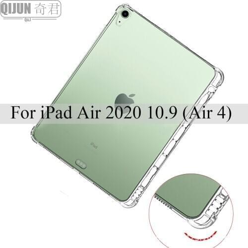 Tablet case for iPad Air 2020 10.9" Pen tray soft shell TPU cover Transparent protection bag capa Drop resistance card for Air 4