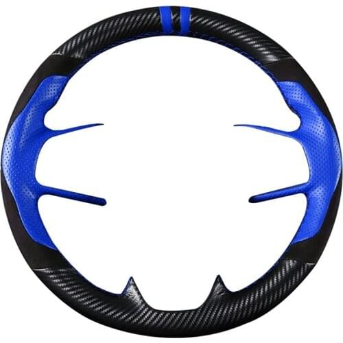 Car Hand-Stitched Steering Wheel Cover Carbon Fiber Leather Suede Cover 38cm for Honda Civic 10Th Gen 2016-2021