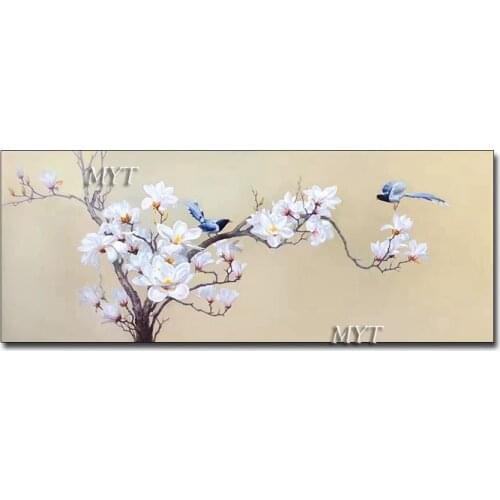 Blossoming Almond Tree Handpainted Oil Painting Of Bird On Flowers Oil Painting On Canvas Wall Art Picture For Home Decoration