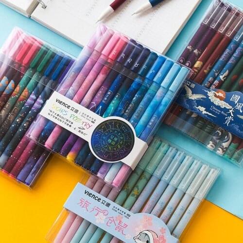 12pcs Twelve Constellations Gel Pen Cute Planet 0.5mm Black Creative Student Exams Writing Signature Stationery Supplies JR