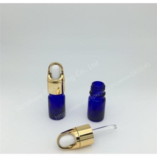 Hot sale 500x5ml small blue glass bottle with dropper, high quality essential oil bottle dropper bottle, packaging bottle