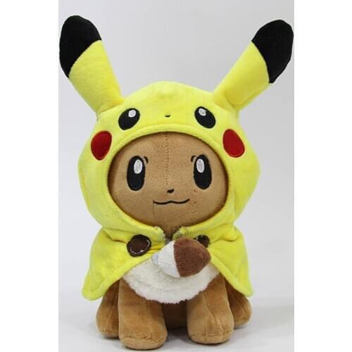 Hot Toys Pokemon Pikachu Cosplay 30CM Eevee Gengar Eeveelutions Stuffed Dolls with Cloak Cos Plush for Children Toy