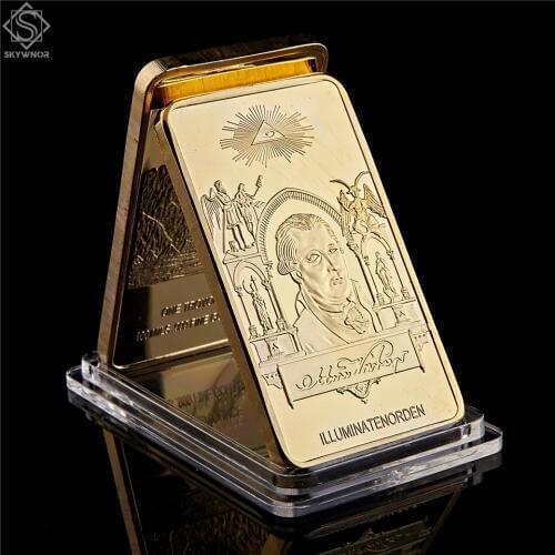 1776 Masonic Novus Ordo Seclorum Freemasonry Illuminati Symbol Rare 24kt Replica .999 Gold Bullion Bar