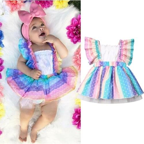 2 Pieces Newborn Set Baby Girls Clothes Set Rainbow Bodysuits For Girl Colorful Striped Baby Rompers Girls Tube Tops Baby Outfit