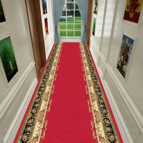 Red Hallway Carpet Europe Wedding Corridor Rug Stair Carpet Home Floor Runners Rugs Hotel Entrance Aisle Floor Long Rug Bedroom