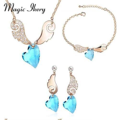 Magic Ikery Fashion Jewelry Gold Color Crystal Trendy Crystal Jewelry Sets with earring Bracelet for women MKZ1112