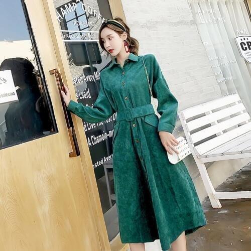 Fashion woman Long Sleeve Corduroy Dress Women Autumn Winter Dress Women Casual Velvet Dress Elegant Sexy Party Dresses Vestidos