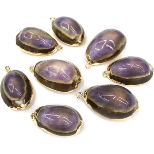 Natural shell purple shells Pendants Charms Necklace pendant for Jewelry Making DIY Bracelet Necklaces Accessories Size 25x35mm