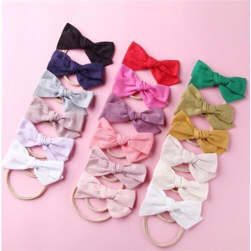 2020 Brand New Bow Handmade Baby Girls Bow Headband Infant Toddler Solid Knot Hair Band Head Wrap Hair Accessories