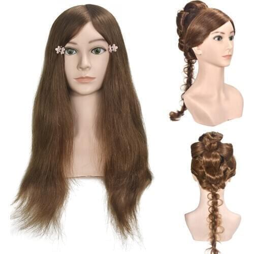 Hairdressing Mannequin Head 100% Natural Human Hair For Hairstyles Hairdressers Curling Practice Training Head With Stand