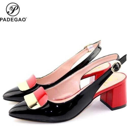 2020 Sexy Ladies Nigerian Shoes Without Matching Bags Set African Womens Party Shoes Black Color Women High Sandals