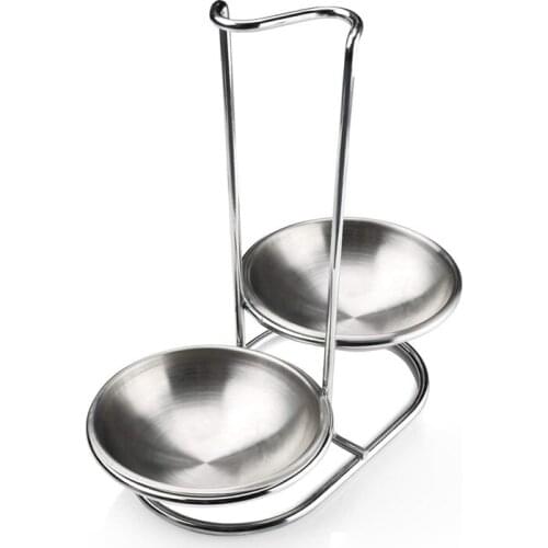 Stainless Steel Spoon Rest Holder,Long Handle Vertical Saving Soup Ladles Holders, Ladle Rest Soup Ladle Holder Silver (double)