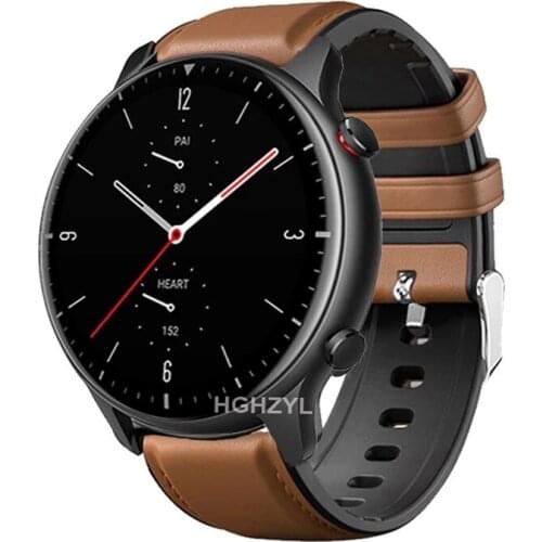 22mm Leather+Silicone Bracelet For Amazfit GTR 47mm Wrist Strap For Amazfit Pace / Stratos 1 2 3 / GTR2 / GTR 2e Watchband