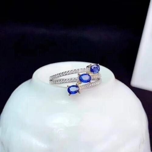 The Best Engagement Gift Natural And Real Sapphire Rings 925 Sterling Silver Fine Jewelry