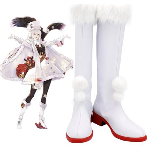 Azur Lane USS Enterprise Cosplay Boots White Leather Shoes Custom Made Any Size for Adults and Kids
