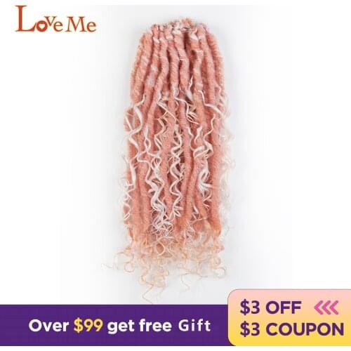 LOVE ME 18 Inch Synthetic Crochet Braids Hair Ombre Brown Passion Braiding Extensions Faux Locs With Curly Hair For Women