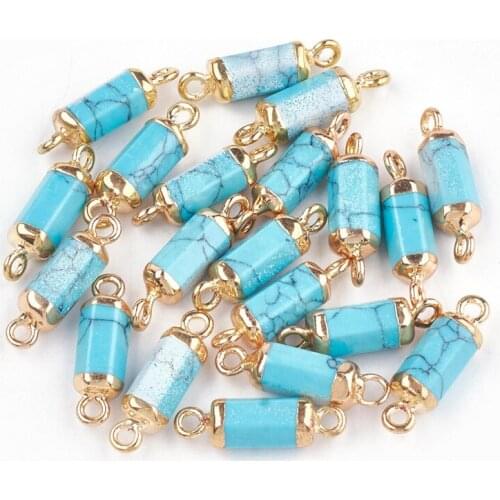 20pcs Natural Stone Connectors for Jewelry Making Bracelet Jewelry Findings Accessories DIY Column 20~21x5~6x5~6mm Hole: 1.8mm