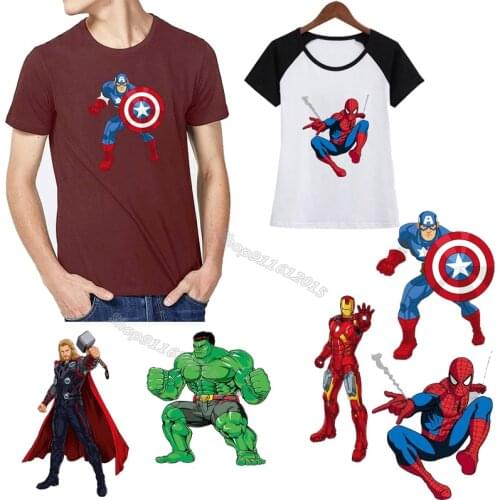 Marvel Iron on Transfer Clothes Patches Spiderman Iron Man Thor Avenger DIY Patch Shirt Bag Decration Kid Cartoon Anime Sticker