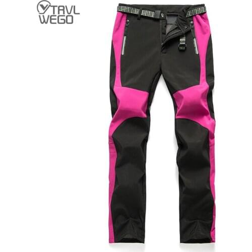 TRVLWEGO Lovers Trekking Pant Soft Shell Outdoor Hiking Pants Windproof Waterproof Thermal Winter Trousers Climbing Casual Warm