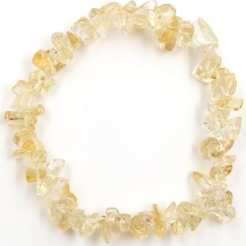 FYJS Unique Jewelry Handmade Irregular Shape Natural Citrines Crystal Elastic Bracelet for Gift