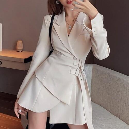 Blazer dress ladies mini party fashion ladies elegant dress ladies one dress Korean belt long sleeve dress 2021 new tide brand