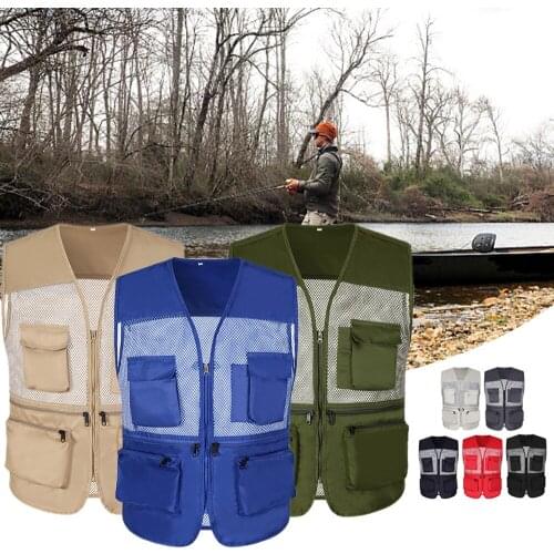 Fishing Vest Breathable Fishing Travel Mesh Vest with Zipper Pockets Summer Work Vest for Outdoor Activities