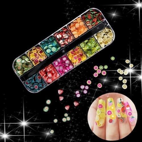 1 Bag 3D Colorful Tiny Fruit slices Sequins for Nails DIY Design Acrylic Beauty Polymer Clay Nail Art Accessories