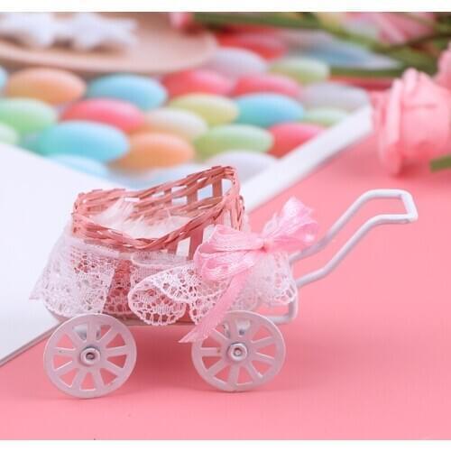 1pc Pink Creative Cute Doll House Decor Miniature Accessories Baby Carriage Model Doll Houses Accessories Toys Gift