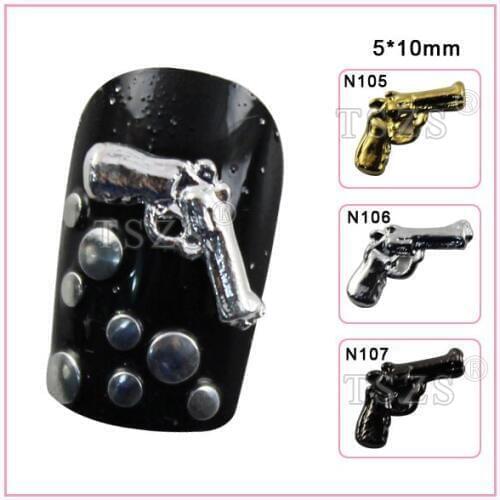 10pcs /lot 3D Nail Art Sparkly *Guns Pistols* Alloy Metal Nail Craft Decorations