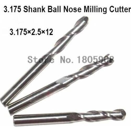 10PCS 3.175*2.5*12mm 2Flute Carbide Ball Nose Milling Tool,CNC Carving Bits,Engraving Cutters, CNC Router Tools for 3D Sculpture