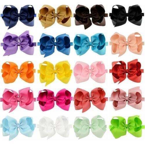 20Pcs 20Colors 6 Inches Grosgrain Ribbon Baby Girls Big Hair Bows Headbands for Infants Newborn and Toddlers