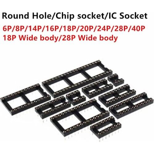 5pcs Round Hole IC Socket Connector 6/8/14/16/18/20/24/40P For IC Sockets Adaptor